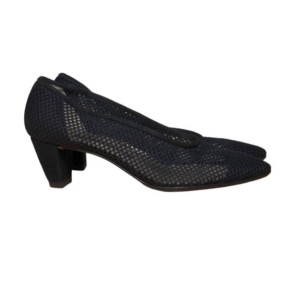 Walter Steiger Shoes - Walter Steiger Womens Classic Pump Heel Black Mesh Mid Almond Toe 7 B